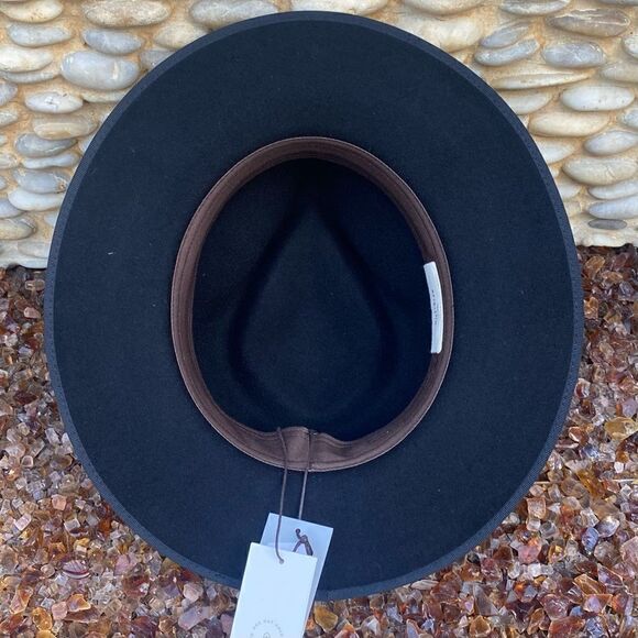 New Will + Bear Calloway Black Wide Brim 100% Australian Wool Hat/Fedora S